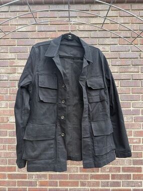 BLK DNM Black Military Field Jacket Shirt with Utility Pockets